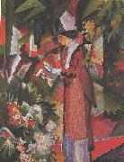 August Macke Walk in flowers oil painting